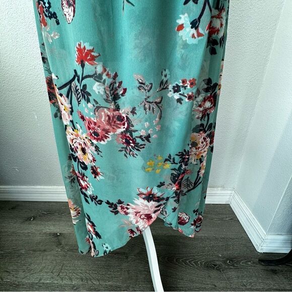 Derek Heart Floral High Low Dress Green Elastic Smocked Top SZ M - Picture 13 of 16